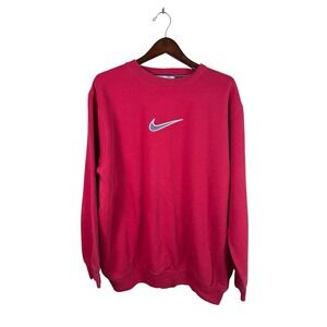 Vintage Y2K‎ Nike Red Big Center Swoosh Embroidered Crewneck Sweatshirt XL